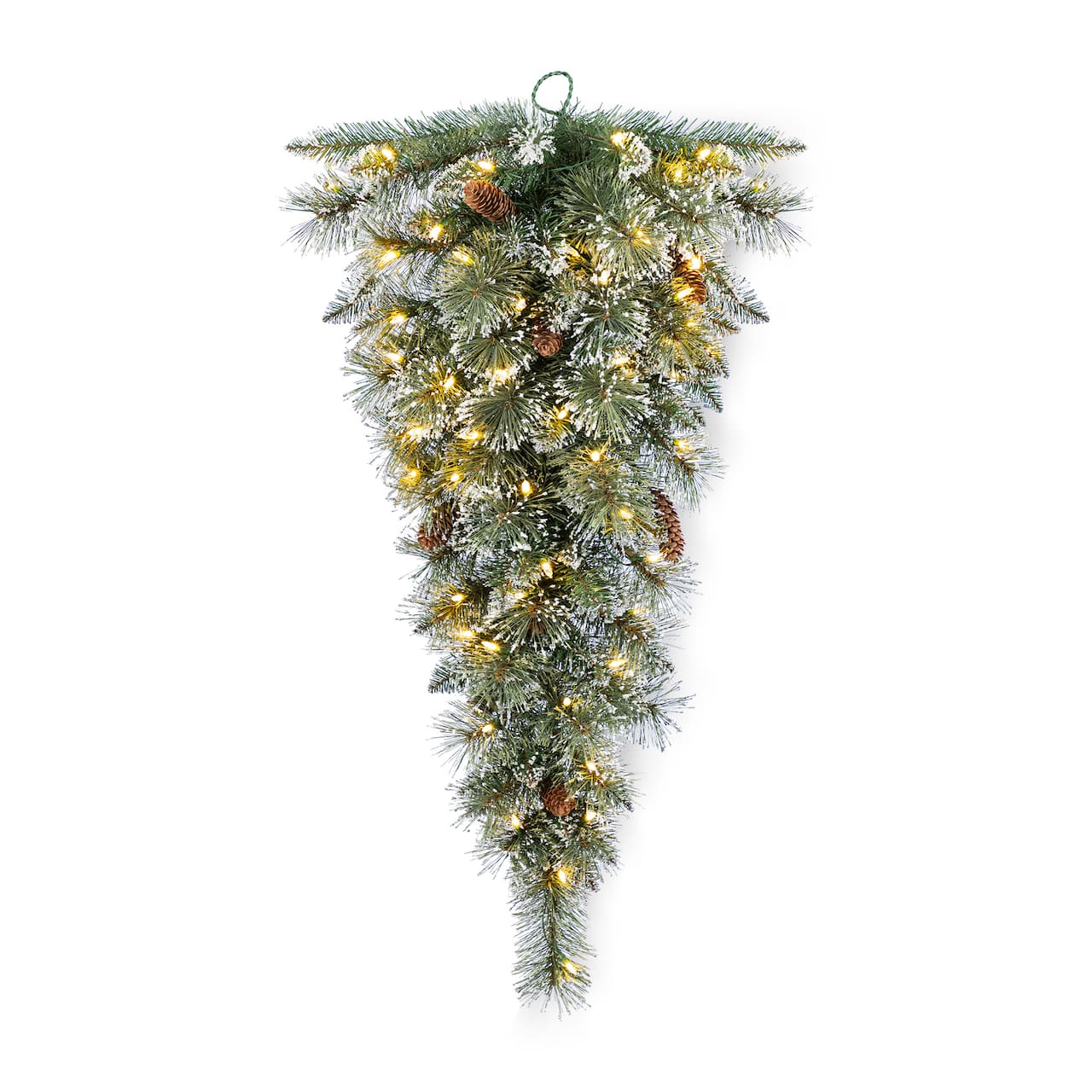 Glitzhome® 3ft Pre-Lit Frosted Greenery Pinecones Christmas Teardrop, LED Lights and Timer